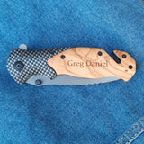 Olive Wood Pocket Knife Personalized