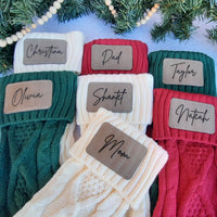Leather Patch Knit Stockings Personalized