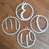 Wood Initial Ornaments and Car Charms