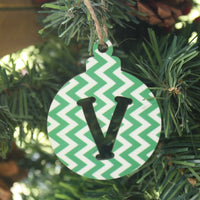 Pattern Printed Initial Wood Ornament